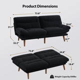 PERLECARE Convertible Futon Sofa Bed, 66" Corduroy Futon Couch with Adjustable Backrest and Armrests, 3-in-1Recliner Sleeper Sofa for Small Spaces, Play Room,Living Room or Office（Black，66 in） PERLECARE