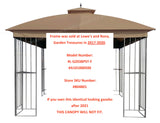 Canopy Top for Garden Treasures 10 ft x 10 ft Brown Metal Square Semi- Gazebo Model #L-GZ038PST-F (Tan) (Fabric TOP ONLY) APEX GARDEN