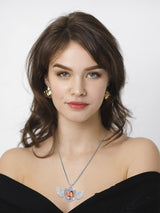 Junkin 24 Pcs Sublimation Rhinestone Trays Pendant Set, Including 6 Double Sided Blank Rhinestone Bezel Trays, 6 Pcs Thick Chains with 12 Sublimation Discs for Making (White) Junkin