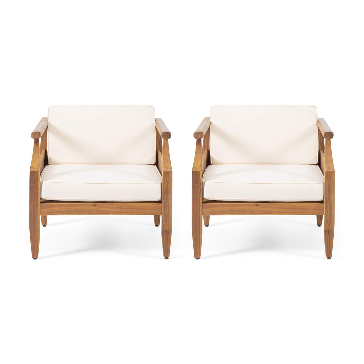 Christopher Knight Home Daisy Outdoor Club Chair with Cushion (Set of 2), Teak Finish, Cream Christopher Knight Home