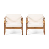 Christopher Knight Home Daisy Outdoor Club Chair with Cushion (Set of 2), Teak Finish, Cream Christopher Knight Home