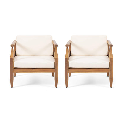 Christopher Knight Home Daisy Outdoor Club Chair with Cushion (Set of 2), Teak Finish, Cream - WoodArtSupply