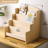 Exood Greeting Card Organizer Display Stand ,Multi-Purpose sticker display stand for vendors , Counter Retail Display Rack , 4-Tiered Wooden Display stand for postcard /Brochure/Photos/Picture Exood