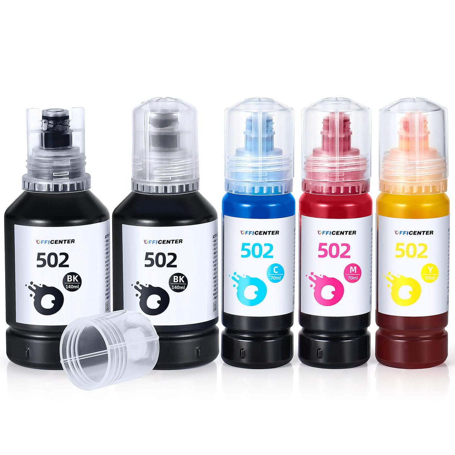 Officenter T502 502 Ink Refill Bottles for Ecotank ET2760 ET-4760 ET2750 ET-3760 ET-2850 ET-15000 ST-4000 ST-2000 ET-3710 ET-3850 ET-3750 ET-4850 ET-3830 ET4750 ET2700 ST3000 ET3700 Printer(2BK C M Y)