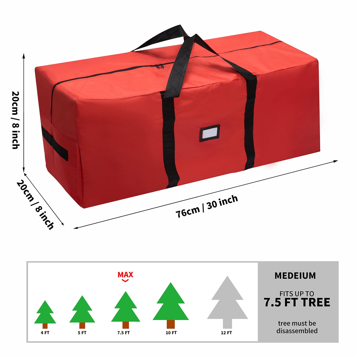 Joiedomi 2 Pack Christmas Tree Storage Bag Set, 7.5 ft Artificial Xmas Tree Large Storage Container, 600D Oxford Fabric Storage Bag with Carry Handles and Dual Zipper (Red)