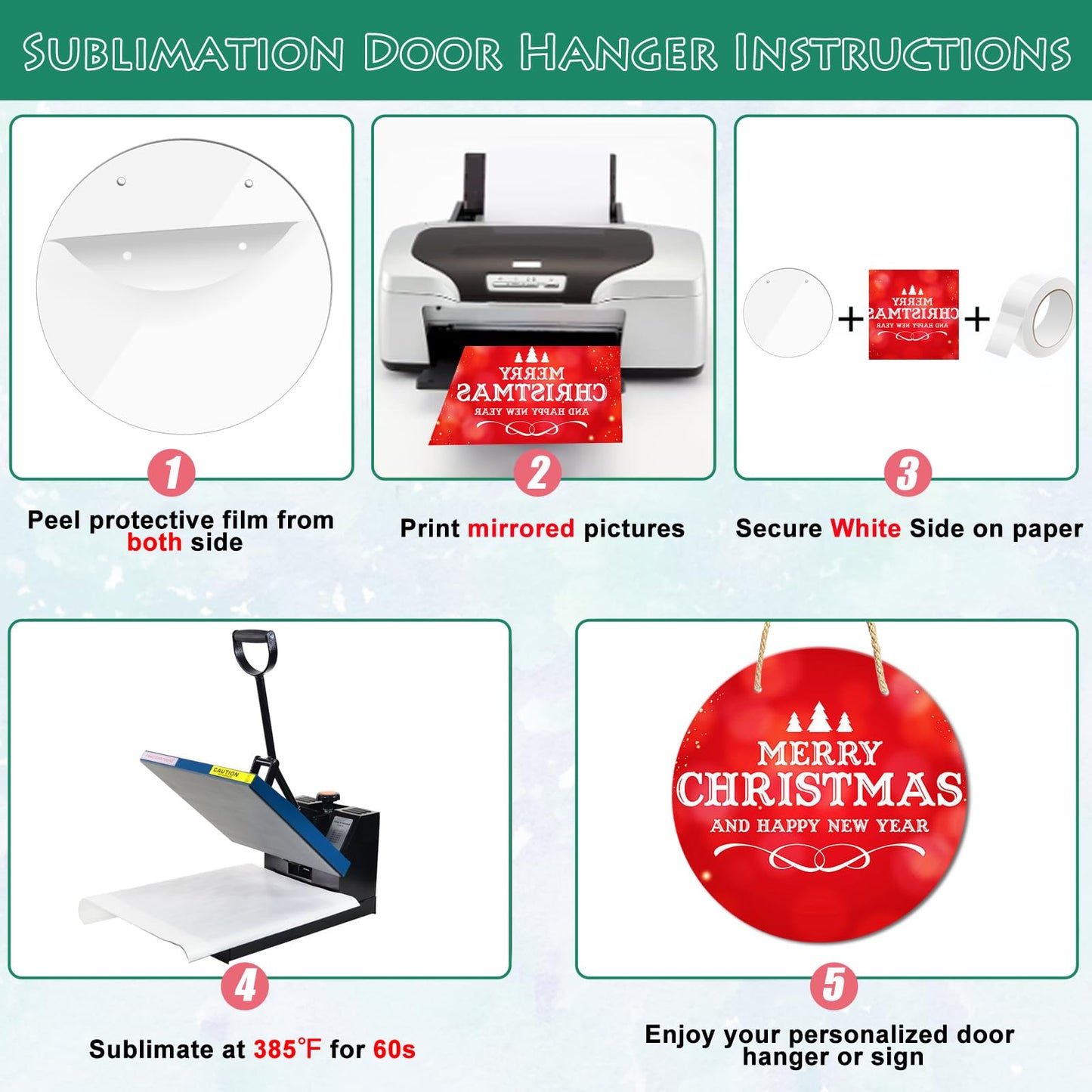 6 Pcs Sublimation Door Hanger Blanks, 10 Inch Round Sublimation Metal Sign Blanks Door Hangers, Sublimation Christmas Ornament Blanks, Aluminum Sublimation Photo Blank for DIY Crafts Door Home Decor