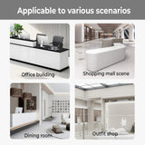 Nuipesn Reception Desk,Front Reception Counter Desk Checkout Office Desk with Lockable Drawer Reception Table Wooden Computer Desk for Office (Pure White+Black/Left,70.87" L*23.62" W*39.37" H) Nuipesn