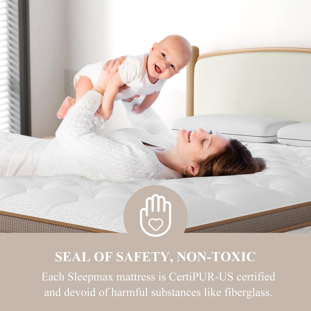 Sleepmax Plush King Mattress 14 Inch - Luxury Hybrid Mattress Posture Support - 6-Layer Design for Back Pain Relief - Soft Bed in a Box - Fiberglass Free, CertiPUR-US Certified, 365-Night Trial Sleepmax