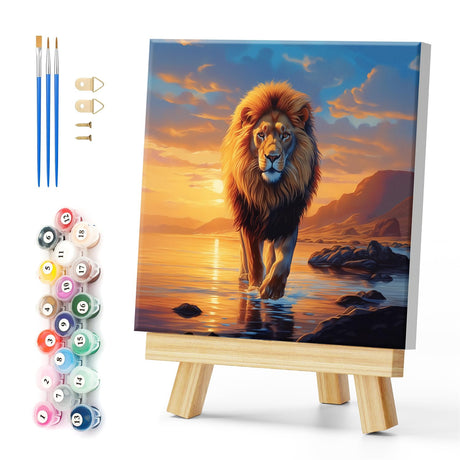 Natuyalo Paint by Numbers Kit for Adults Framed - Lion Paint by Number on Canvas with Frame, Animal DIY Acrylic Painting by Number Ideal Gift Home Wall Decor (12x12 Inch) Natuyalo