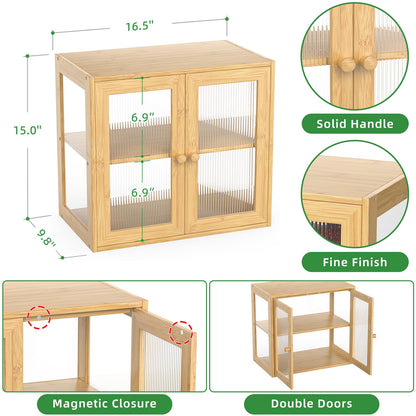 BAMBANG Double Layer Bamboo Bread Box for Kitchen Counter, Bread Bin Farmhouse Large Bread Box with 2 Doors, Wooden Breadbox Bread Storage Container Holder for Homemade Bread, Natural - WoodArtSupply