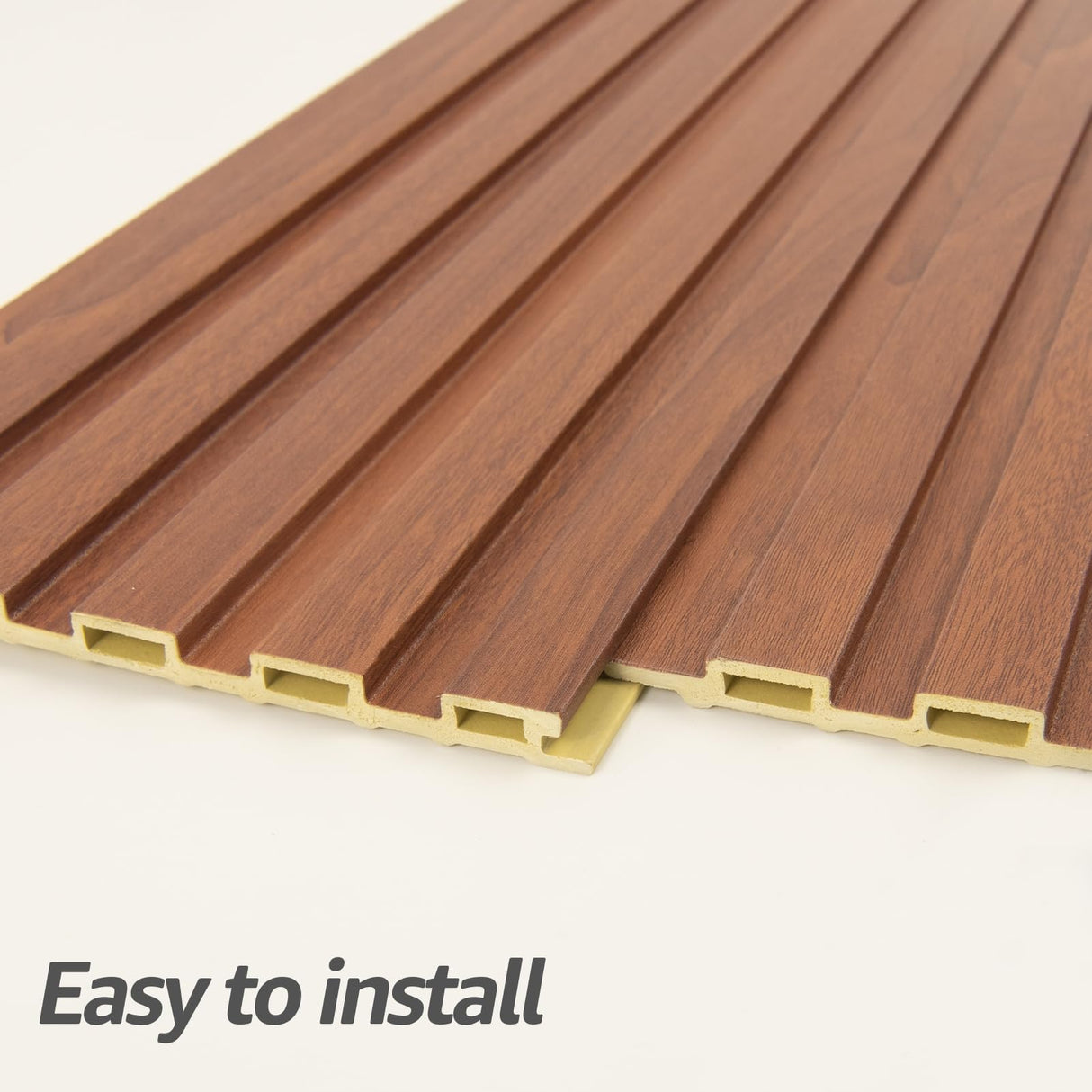 Art3d WPC Slat Wall Panels, 8-Pack 108 x 6 Inch 3D Wall Accents for Interior Wall Decor, Living Room, Bedroom, Teak Art3d