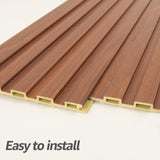 Art3d WPC Slat Wall Panels, 8-Pack 108 x 6 Inch 3D Wall Accents for Interior Wall Decor, Living Room, Bedroom, Teak Art3d