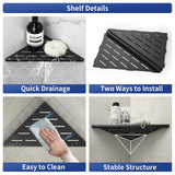 Bernkot Corner Shower Shelf 10" Matte Black 304 Stainless Steel Slot Design Recessed Corner Shelves, Grout in Bathroom Shower Shelf for Tiled Wall, 2 Pack Bernkot