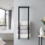 Towel Rack for Rolled Towels, Towel Rack for Bathroom,Wall Mounted Metal Bathroom Organizer, Bath Towel Holder Wall for Modern Small Space Bathroom Towel Storage (Black) Roeveca