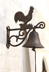 Ebros Gift Cast Iron Rustic Vintage Western Farmhouse Rooster Chicken Door Wall Dinner Yard Bell Outdoor Southwestern Farm Cowboy Cowgirl Accent Bells Ebros Gift