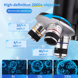 OOZSTAR Microscope for Kids 40X-2000X, Microscope for Children 8-12 Years Old with LED Fill Light, Slides and specimens Ideal for School Labs Homeschooling OOZSTAR