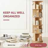 MXV Rotating Bookshelf, 360° Display 5 Tier Floor Standing Bookcase, Storage Rack for Kids&Adult, Multi-Functional Bookshelf Organizer for Bedroom, Study Room and Living Room MXV