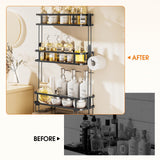 LAMU 3-Tier Over-The-Toilet Storage Shelf, Bathroom Organizer, Large Capacity, No-Drill Installation, Rust-Resistant Thick Material, Perfect for Bathroom Shelf, Black LAMU