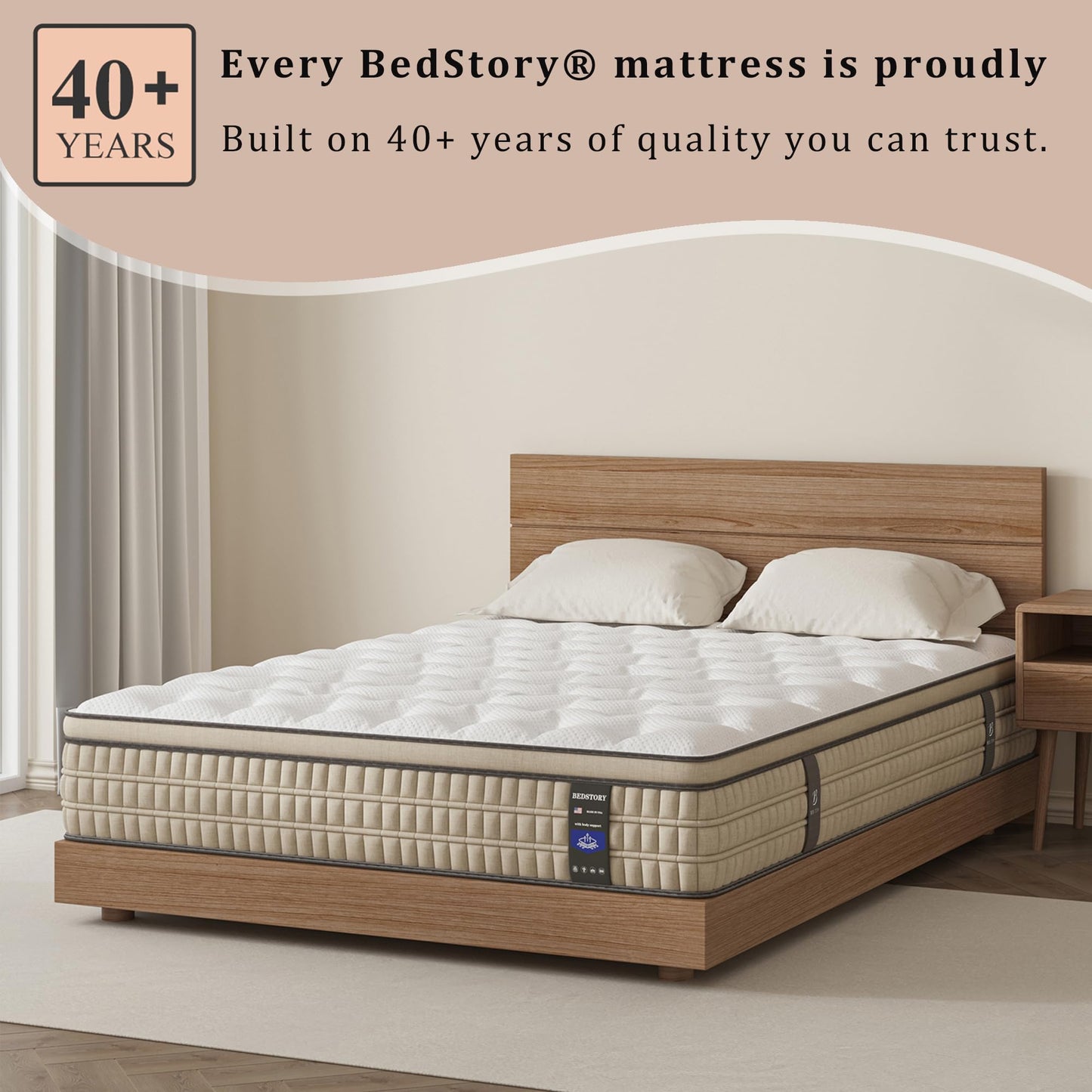 BedStory Twin Mattress 12 inch - Hotel-Collection Hybrid Mattress for Extra Lumbar Support - Pain Relieving Deep Sleep Plush Mattress - Fiberglass Free Bed in a Box, CertiPUR-US Certified, 365 Trial