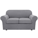 H.VERSAILTEX 3 Piece Stretch Sofa Covers for 2 Cushion Loveseat Couch Covers for Living Room Sofa Slipcovers (Base Cover Plus 2 Seat Cushion Covers) Thicker Jacquard Fabric(Medium Sofa, Dove) H.VERSAILTEX