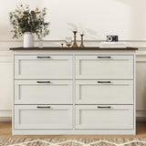 Vikiullf 6 Drawer Dresser - Farmhouse Dresser for Bedroom, Wooden Chest of Drawers, Storage Drawers for Bedroom, Living Room, Hallway, Entryway Organizer, Rust Oak White Vikiullf