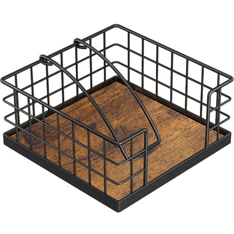 Honiter Napkin Holder for Table, Farmhouse Napkins Holder with Weighted Arm, Wood Napkin Holders for Kitchen, Flat Napkin Dispenser for Countertop, Dining Room, Rustic Brown Honiter