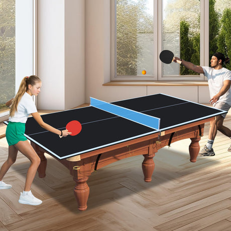 Dithoko Ping Pong Conversion Top, 8 FT Foldable Table Tennis Topper for Pool & Billiard Tables, 12MM MDF, Compact Storage, Net & Posts Included, Easy Setup, Indoor Use Dithoko
