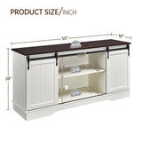 Yaheetech TV Stand for 65 Inch TV, Farmhouse Entertainment Center with Sliding Barn Doors, TV Media Console for Living Room, Bedroom, White & Espresso Yaheetech