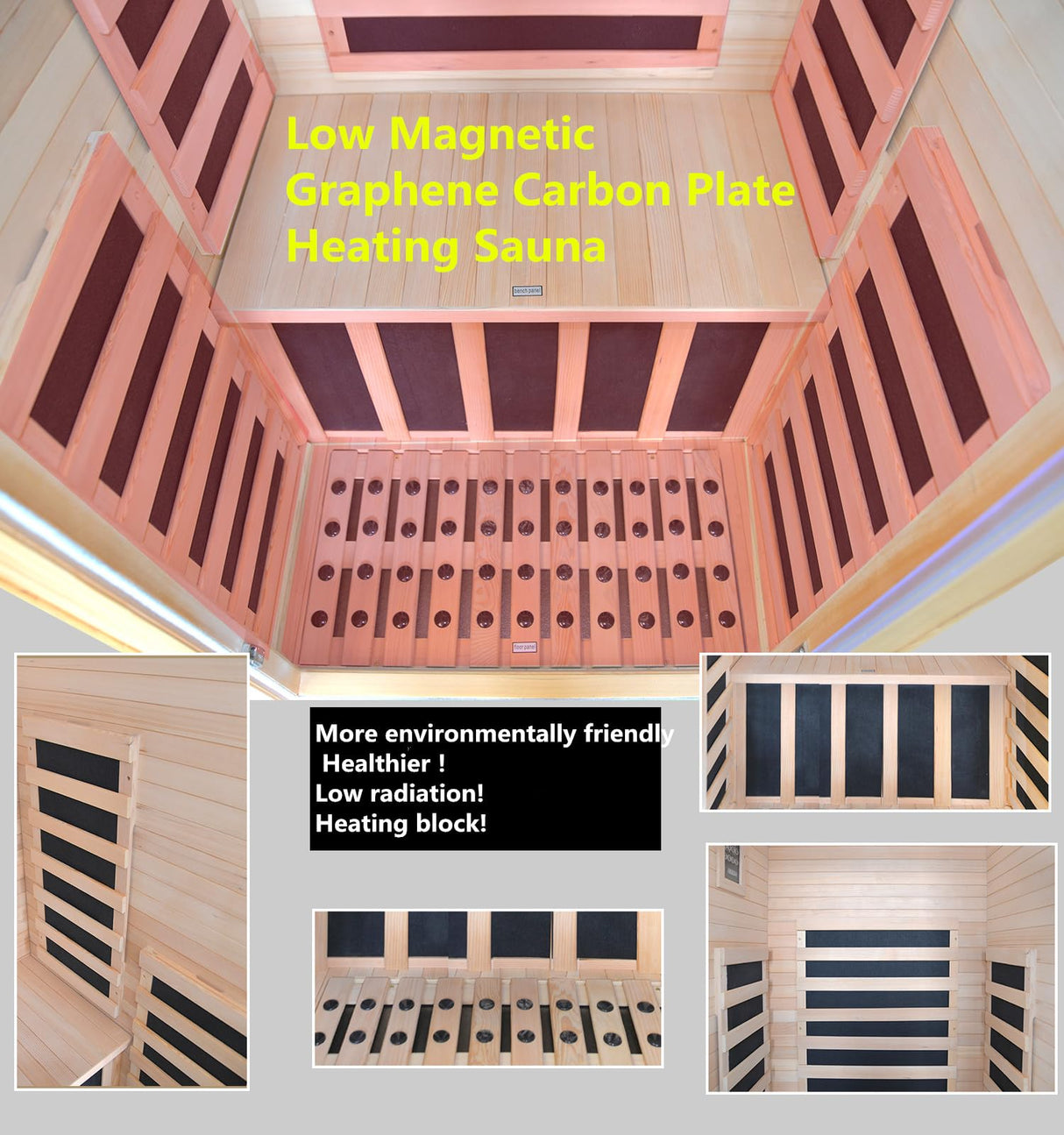 Kang Share Home Infrared Sauna Room 2 Person Wooden Canadian Hemlock 1260W Low Magnetic Graphene Carbon Plate Heater Indoor Saunas Kang Share