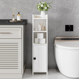 Lomojo Small Bathroom Storage Cabinet Corner, Floor Cabinet with Adjustable Shelves, Freestanding Narrow Bathroom Toilet Paper Organizers for Small Spaces (White) Lomojo