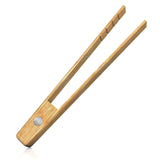 Toaster Tongs With Magnet | Kitchen Utensils For Cooking and Holding Toast Bacon Muffin Bagel Bread | 8 Inch Long Natural Non Toxic Bamboo Three Way Cut