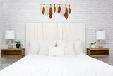 Barn Walls Whitewash Headboard, Cottage Design Distress, Solid Wood Headboard Floating Panels, Wall Mount, Adjustable Height, Easy Assembly, Full Size Barn Walls