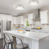 Lzawvm Crystal Ceiling Light Fixture, Flush Mount Bedroom Bathroom Hallway Light, 4000K LED Dimmable, 18W Lzawvm