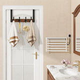 Homode Over The Door Hooks Heavy Duty, Wood Over Door Hanger Hook, Over Door Towel Rack with Coat Hooks for Hanging Towels Clothes Hats Bags, Back of Bathroom Door, Rustic Brown Black Homode