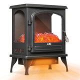 mollie 21-Inch Electric Fireplace Stove 1500W Portable Indoor Freestanding Fireplace Heater with Flame Effect and Adjustable Temperature, Overheating Protection (Black) mollie