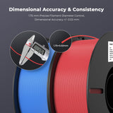 Creality PLA Filament 1.75mm Bundle 2KG, 3D Printer Filament Dimensional Accuracy +/- 0.02mm, No-Tangling Strong Bonding 3D Printing Filament, Fits for Most FDM 3D Printers (Red & Blue) Creality