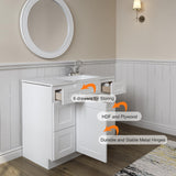 ROOMTEC 42'' Shaker White Free Standing Bathroom Vanity with 6 Drawers and Soft-Close Door ROOMTEC