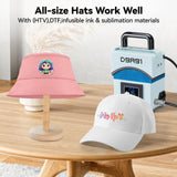D9A91 Hat Press,Mini Hat Press Machine. for Caps, T-Shirt & More, Curved Heating Plate and Silicone Base,Heat Up Fast and Even, No Crease, LCD Digital Temperature &Timer Control-Light Blue D9A91