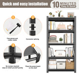 72" H Industrial Bookshelf&Bookcase, 5 Tier Adjustable Tall Book Shelves, Freestanding Modern Display Shelf Units, Metal Open Storage Shelving Organizer for CD/Movie/Book, Space Saving（Black） Metallitrend