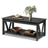 WLIVE Coffee Table, 43" Living Room Coffee Table with Storage Shelf, Center Table for Living Room, Bedroom, Office and Balcony, Black WLIVE