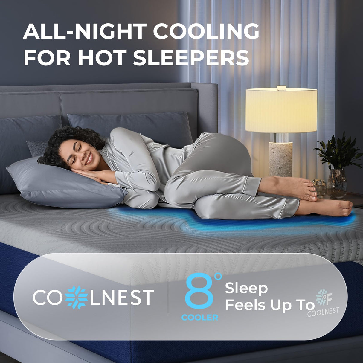 Sweetnight CoolNest Queen Mattress, 14 inch Cooling Gel Queen Size Memory Foam Mattress for Cool Night Sleep, 5-Zone Ergo Support for Pressure Relief, Medium Firm, CertiPUR-US Certified Sweetnight