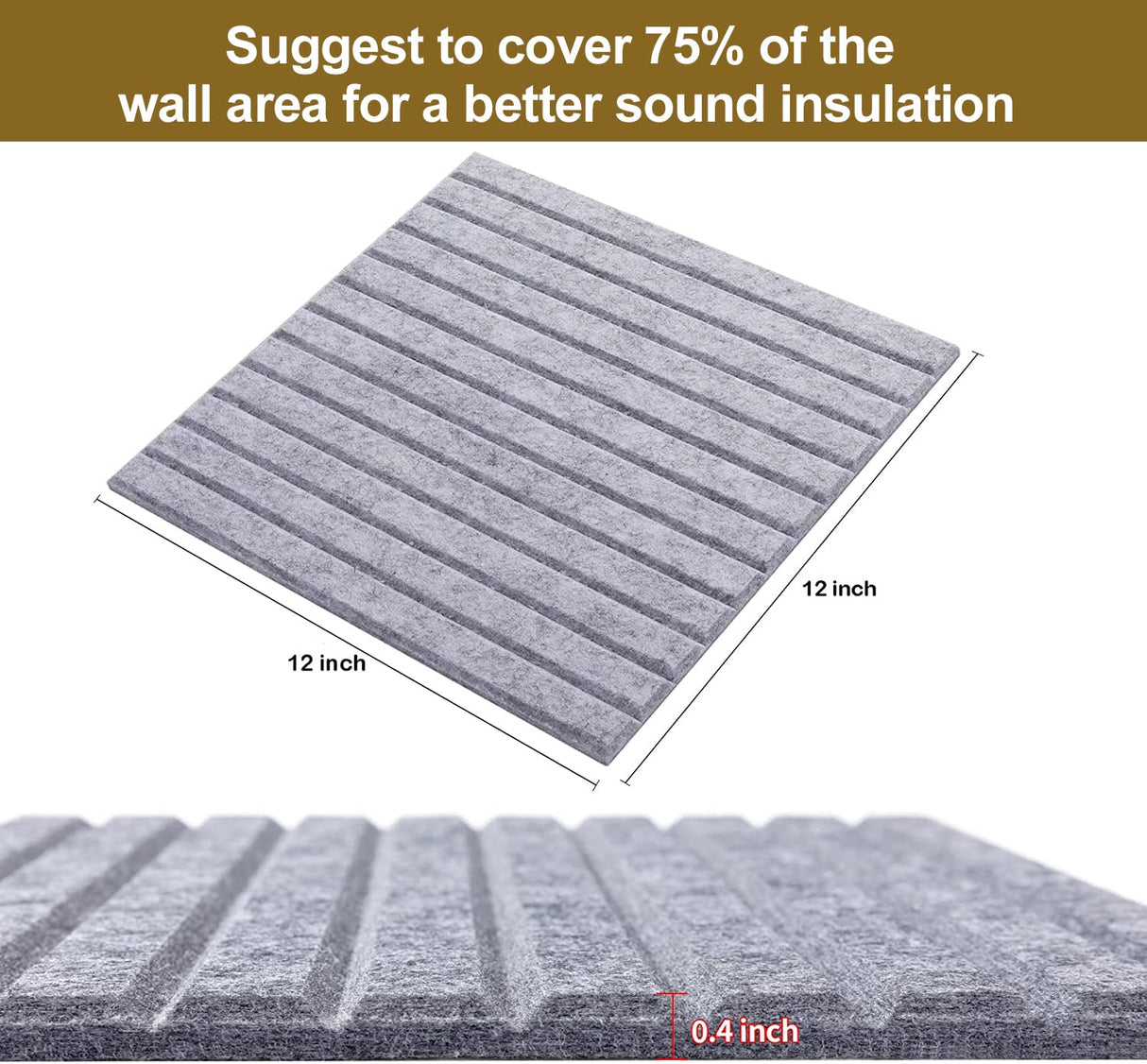 16 Pcs Pro Grade Soundproof Wall Panels,Acoustic Panels,Premium Sound Panels,Better Than Foam,Wedge Design,with Adhesive on Back,for Acoustical Treatments/Professional Studio,12×12×0.4 in(Light Grey) HIJIRH