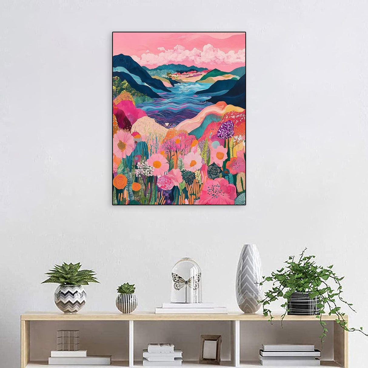 Eterkosu Mountain Flowers Diamond Art Painting Kits for Adults,5D DIY Scenery Diamond Art Paint with Diamonds for Home Decor,Full Drill Diamond Dots Painting for Adults Beginners Gem Art Pictures Eterkosu