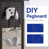 Pamray 64 Inch L Shaped Gaming Desk with Power Outlets and Led Lights, Large Corner Computer Desk with Monitor Stand and Pegboard, PC Table for Home Office and Bedroom Black Pamray