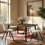 HomyCasa 5-Piece Mid-Century Dining Set, 63" Rectangular Table & 4 Swivel Upholstered Chairs (Fabric/Suede), Sturdy Metal Frame, Perfect for Kitchen, Dining Room, Office, or Restaurant (Brown & White) Homy Casa