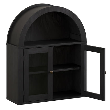 ChooChoo Modern Arched Wall Cabinet Bathroom Medicine Cabinet with Adjustable Shelf, Wall Mounted Cupboard Storage Organizer for Laundry Room, Dining Room, Living Room, Kitchen (Black) ChooChoo