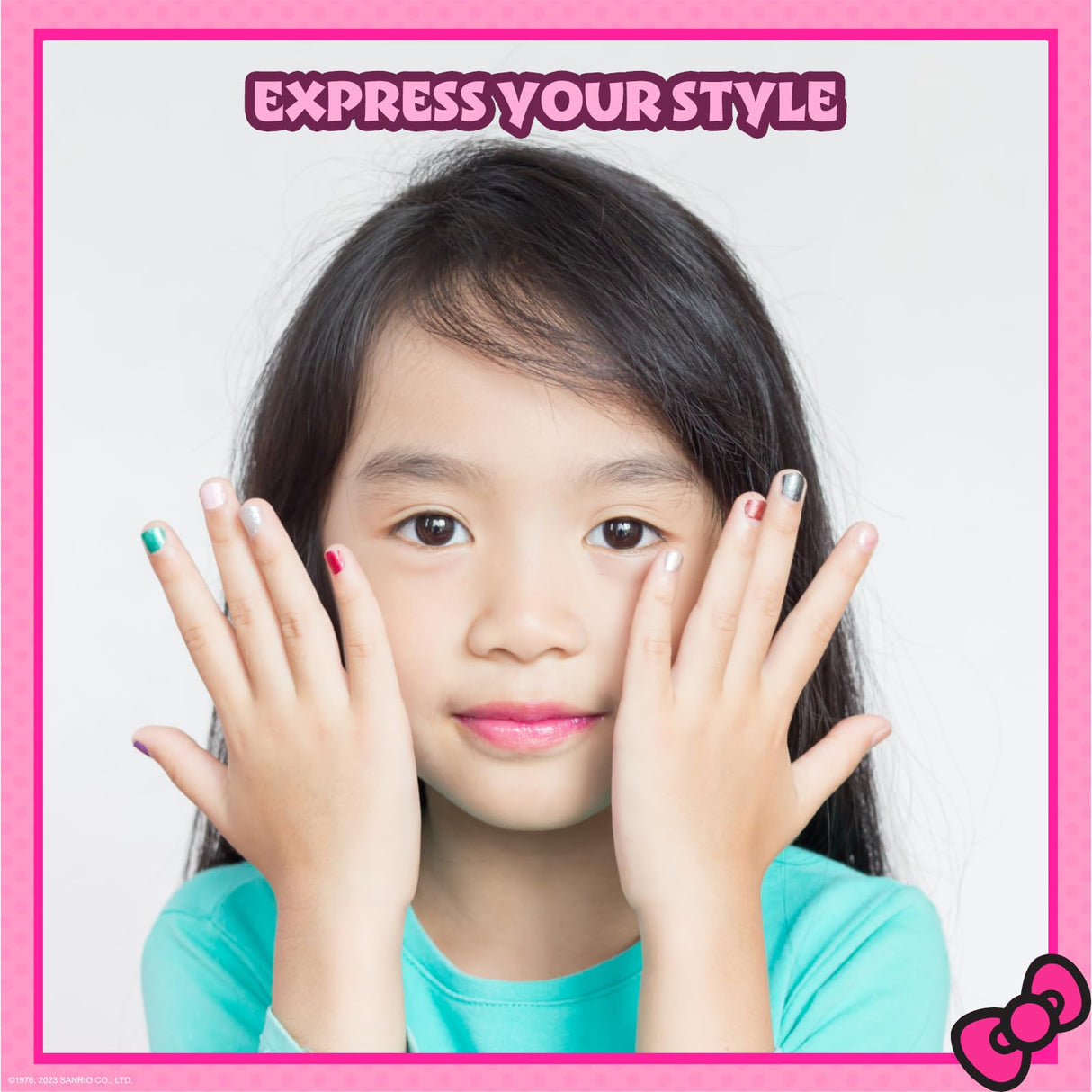 Hello Kitty Water-Based Nail Polish Set, Peel-Off Set with Glittery & Opaque Colors and Nail Accessories for Girls Kids, Perfect for Dress Up, Parties & Makeovers Ages 3+ by Townley Girl Townley Girl