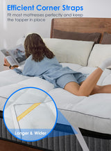 QUEEN ROSE Full Size Mattress Topper, Extra Soft Pillow Top Mattress Topper Full, Cooling Thick Plush Bed Topper Cloud-Like Down Alternative, Baffle Box White, for Back Pain Relief QUEEN ROSE