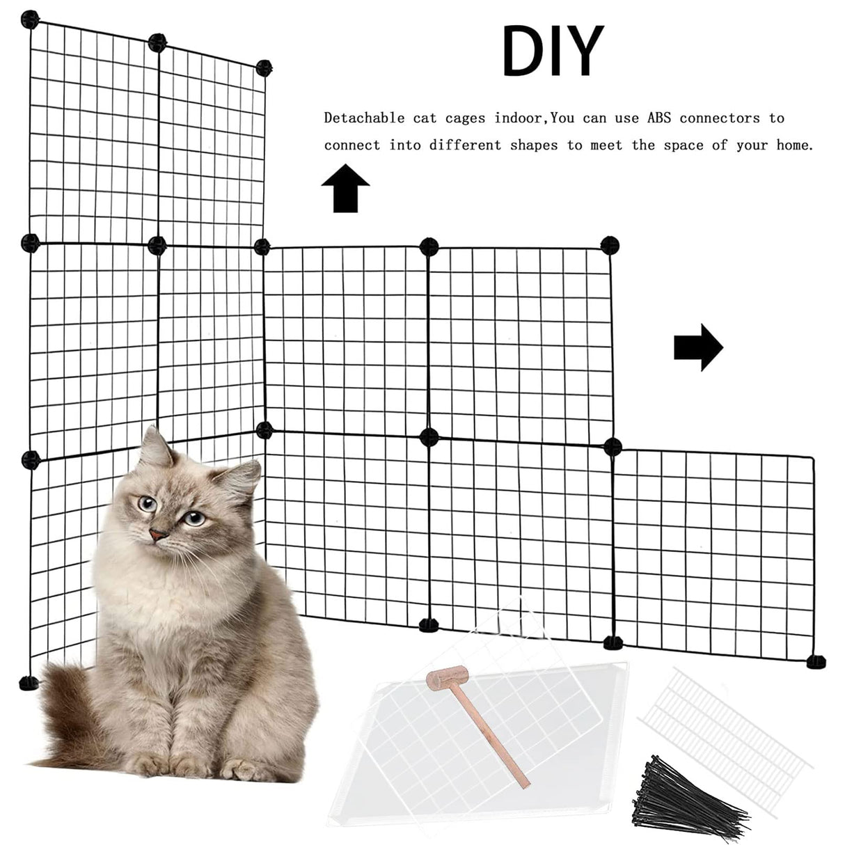 MUYG 2 Tier Metal Cat Cage Indoor Detachable Cats Cages DIY Pet Playpen Portable Removable Kitten Collapsible Playpen for Small and Medium Cats Kittens Kitty (White 29.52 x 15.35 x 28.74 in) MUYG