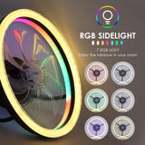 Ceiling Fans with Lights - Modern Flush Mount Ceiling Fan,16" RGB Dimmable LED Enclosed Ceiling Fans,Low Profile Bladeless LED-RGB Ambient Light for Bedroom Kids Room Party（Black） Mpayel